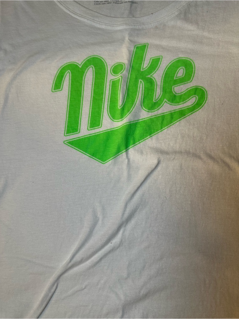 Nike White T-Shirt with Neon Green Script - Picture 2 of 8